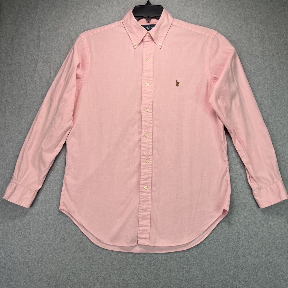 Ralph Lauren Button Up Shirt 15.5 32/33 Pink Classic Fit Long Sleeve Preppy